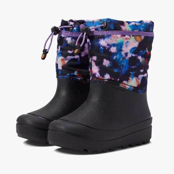 EUC Bogs Girl Youth 4 Snow Shell Boot Cosmos Waterproof Pull On Black Snow Rain - Picture 1 of 13